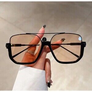Vintage Oversized Sunglasses Fashion Men Women Square Shades Eyewear Trendy Ins